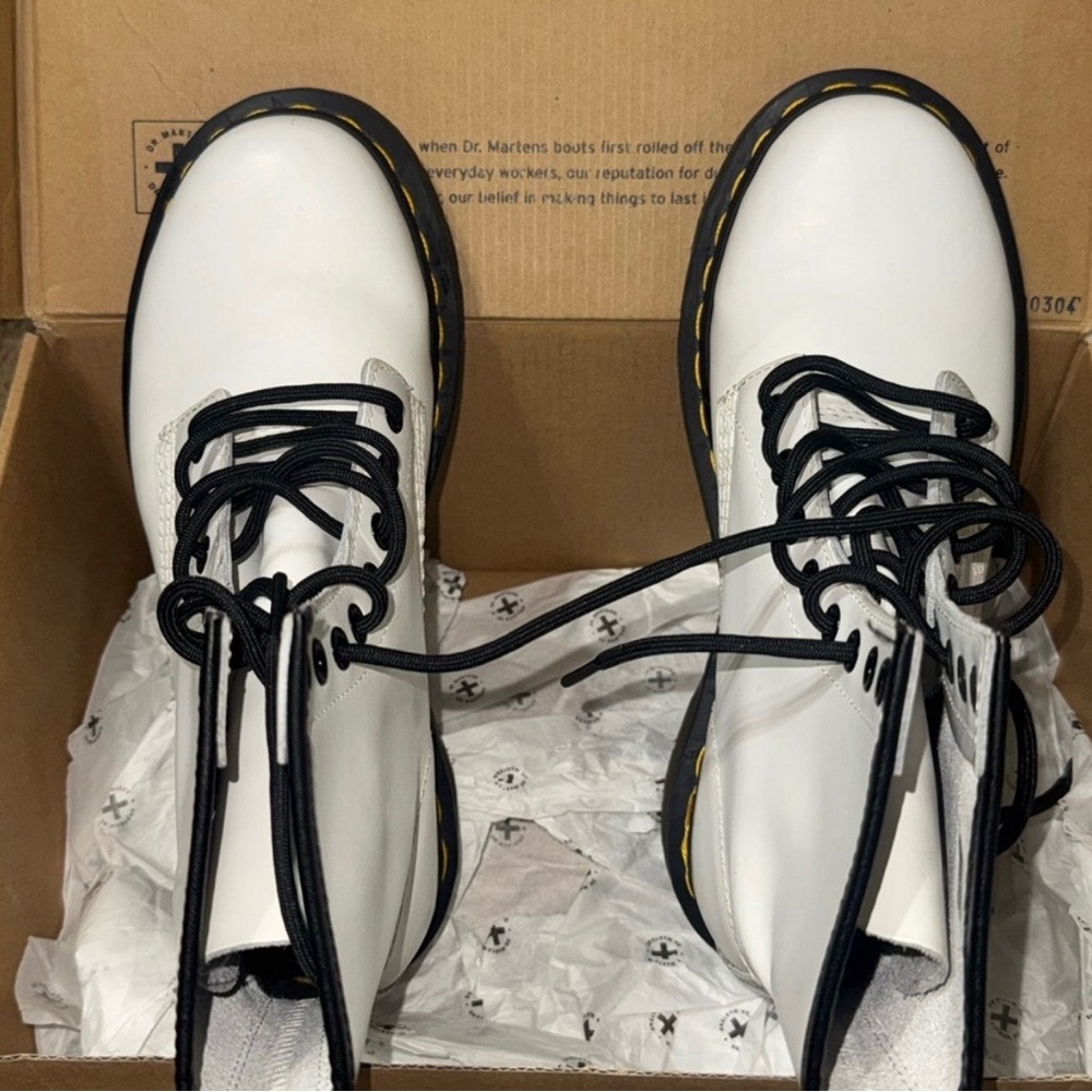 Dr. Martens White Leather Women's Boots